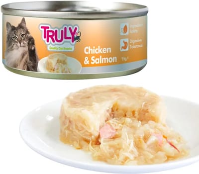 Truly - Natvoer Kip & Zalm - Kattenvoer - Voordeelbundel 10x 95 gram
