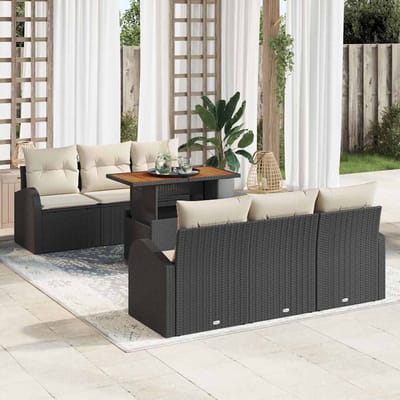 vidaXL - Tuinbank - Set - 7 - st - Zwart - en - crème