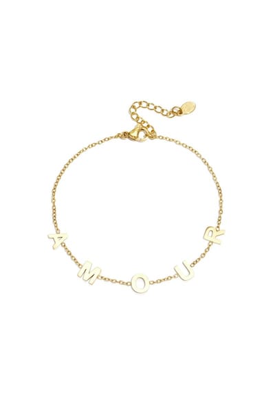Goudlief.nl Armband amour - chunky letters - verkleurt niet - roestvrij staal