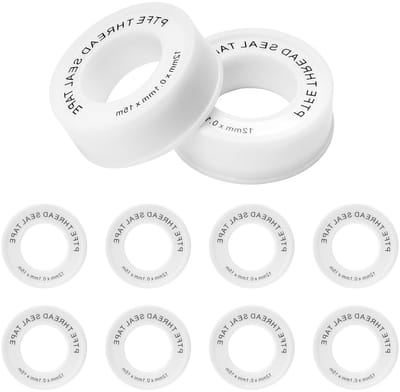 Set van 10 Teflon Tape 12 mm x 15 m voor het afdichten van schroefdraad, geschikt voor gas, loodgieterswerk en waterleidingen, douches en verwarmingssystemen