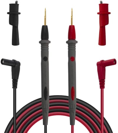 Multimetersnoeren - Meetkabels Testkabels - Elektronica Repareren - Vergulde Superscherpe Tips - 106 cm - Rood en Zwart