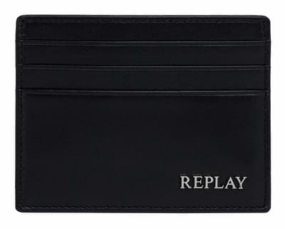 REPLAY Leren kaarthouder Credit Card Holder Silver Black zwart