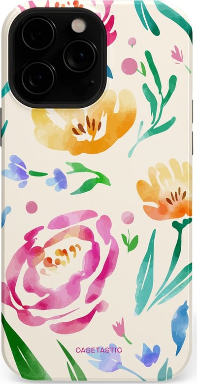 Casetastic hoesje geschikt voor Apple iPhone 13 Pro Max - MagSafe - Dubbellaagse bescherming - Aquarel serenade - Fashion Case - Wit Mintgroen Crème Lichtroze