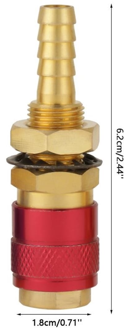 Dailygoods - Watergekoelde en Gasadapter Snelkoppeling - 8mm Snelkoppeling - Snelle Aansluiting - Rood en Blauw - Voor Lastoorts - 2 Stuks