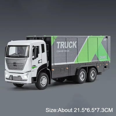 1:32 Dubbellaags Transport Auto Container Vrachtwagen Model Speelgoed Terugtrek Geluid Licht Bouwvoertuig Modellen Kindercadeaus gray