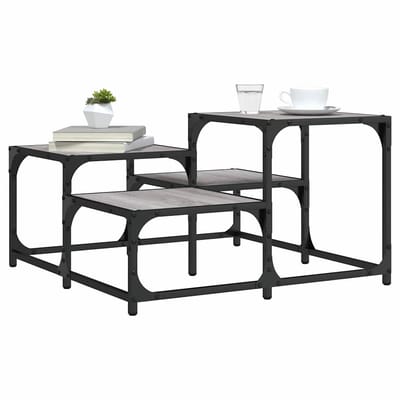 vidaXL - Salontafel - 68x68x40 - cm - bewerkt - hout - grijs - sonoma - eikenkleurig
