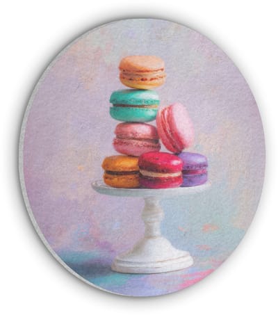 Akoestisch wandpaneel rond 30x30 cm - Vilt schilderij Macarons - Schaal - Pastel - Kleurrijk - Ronde akoestische panelen - Geluidsdempende wanddecoratie - Geluidsisolatie wandcirkel - Muurdecoratie geluidspanelen