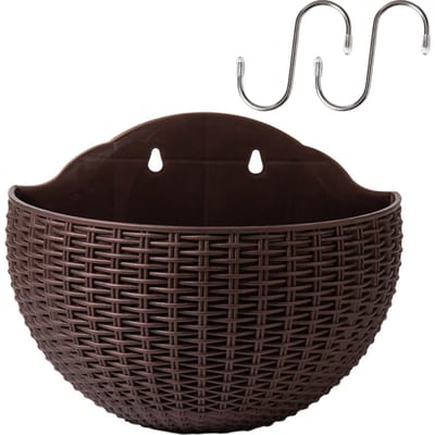 Pot de fleurs mural imitation rotin demi-rond pour intérieur, extérieur, balcon Type 2 black