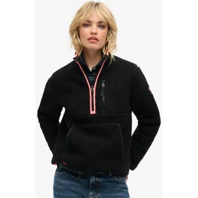 Superdry Outdoor Fleece met Halve Rits Zwart Grootte: 34