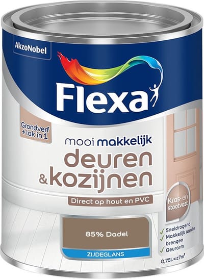 Flexa - Mooi Makkelijk Deuren & Kozijnen Zijdeglans - 85% Dadel - Mengverf - 750 Ml