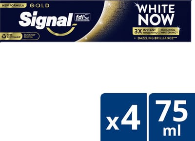 Signal - White Now Gold Tandpasta - New! 3 x sneller wittere tanden - 4 x 75 ml - Voordeelverpakking