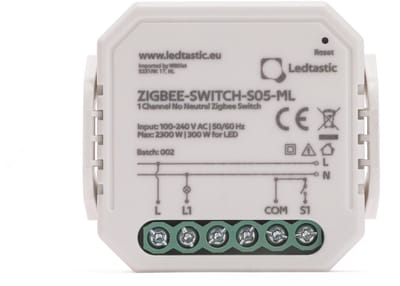 Ledtastic ZIGBEE-SWITCH-S05-ML slimme schakelaar zonder nuldraad - Zigbee 3.0