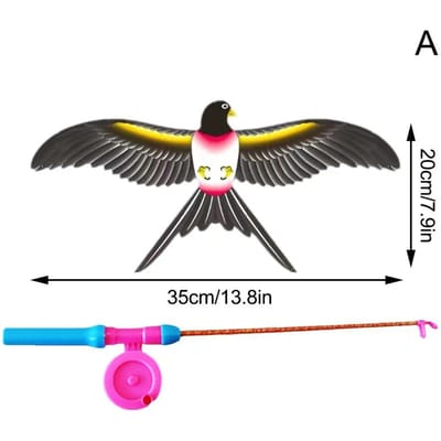 Mini Canne à Pêche Cerf-volant pour Enfants Papillon Hirondelle Perroquet Vifs Faciles à Lancer Kites Poisson Rouge pour Tout-Petit Extérieur Plage Parc Débutant blue