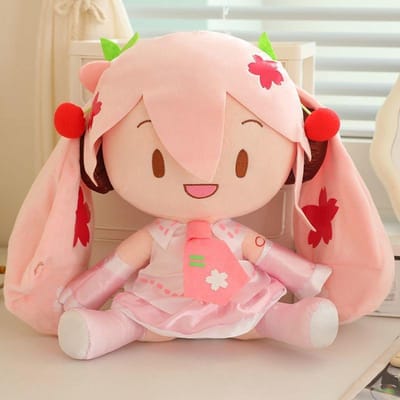 Cartoon Hatsune Miku Pluche Speelgoed Gevuld Poppetje Tijdloos Anime Schattig Fufu Hatsune Miku Poppetje Comfortabel Pluche Kussen Cadeau voor Meisjes brown