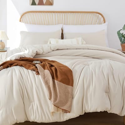 Famanu - Boho dekbedset kingsize, lichtgewicht en ademend – Beige
