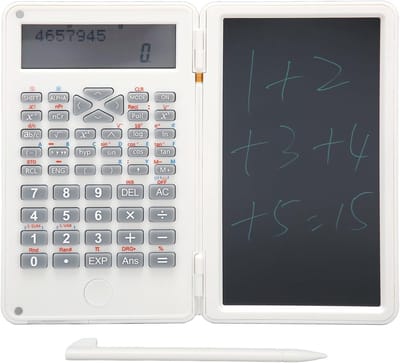 Rekenmachine Notitieblok - Draagbare Calculator - Studie Kantoor - Uitwisbaar LCD Scherm - 6 Inch Display - Wit