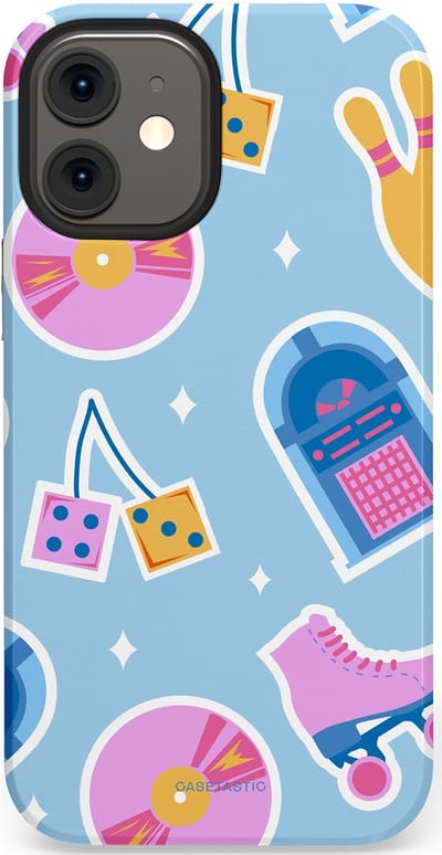 Casetastic Hoesje Geschikt voor Apple iPhone 12 Mini - Stijlvolle Beschermende Duo-layer Case - Flashback vibes