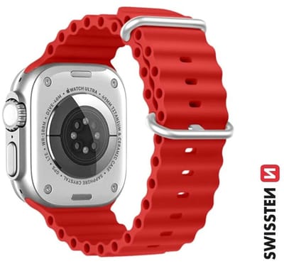 Swissten Siliconen Band Geschikt voor Apple Watch 42-49mm – Marine Style – Rood – 46000402