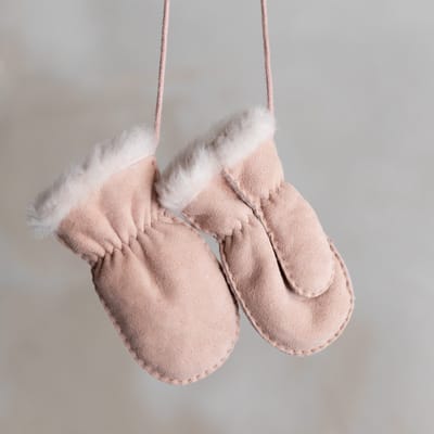 Van Buren Wollen baby & kinder wantjes - 100% schapenvacht - Wantjes van lamsvacht - Roze | S - 1-2 jaar