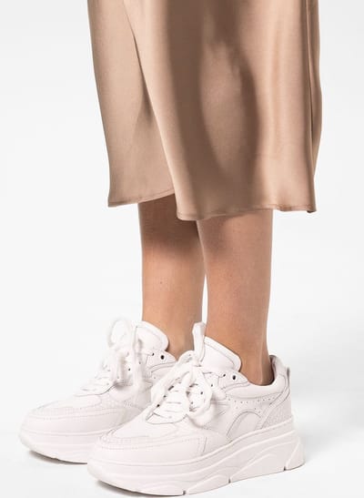 Sacha - Dames - Witte leren chunky sneakers met croco details - Maat 40