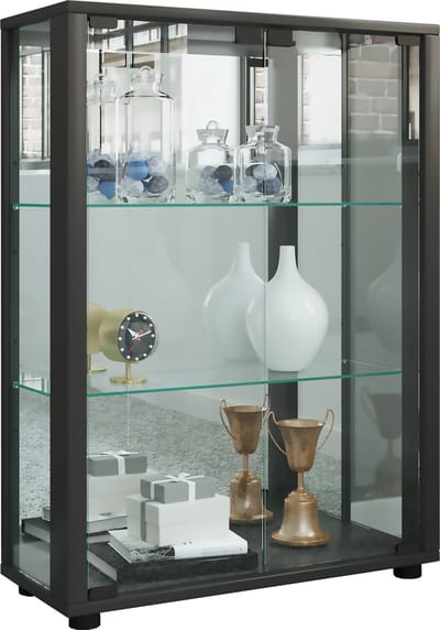 Houten vitrinekast Verzamelvitrine Staande vitrinekast Sintalo spiegel
