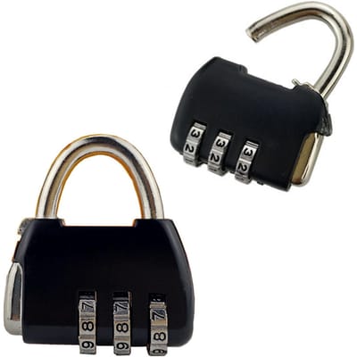 Cadenas à combinaison à 3 chiffres en alliage de zinc robuste pour valises, noir noir