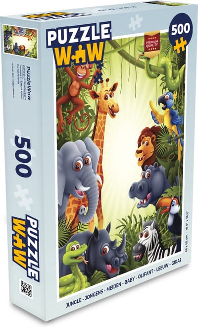 Puzzel Jungle - Jongens - Meiden - Baby - Olifant - Leeuw - Giraf - Legpuzzel - Puzzel 500 stukjes