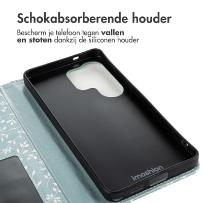 imoshion Hoesje - Geschikt voor Samsung Galaxy S26 Ultra - Design Bookcase smartphone - Smoke Green Flowers