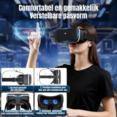 QUOVO® VR Bril met Controllers - VR Bril - VR Games - Zwart - 20cm x 15cm x 11cm
