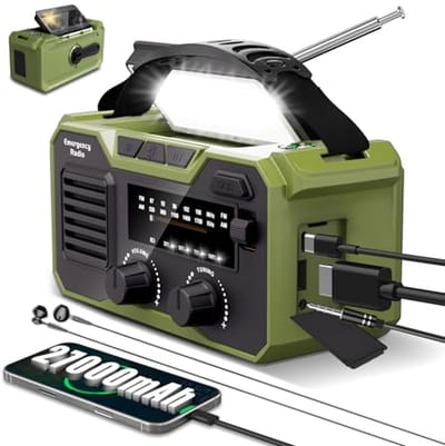 27000 mAh Noodradio met Bluetooth 5.3, SOS Alarm, Kompas en Zaklamp voor Natuurrampen