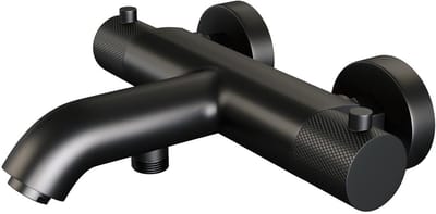 Brauer Black Carving Opbouw Baddouche Thermostaatkraan - Mat Zwart