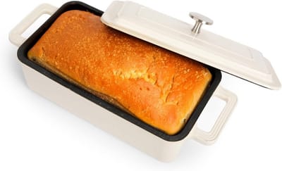 Gietijzeren Brood Oven - Hollandse Oven - Brood Bakken - Stoom Circulerend Deksel - 25x12x11 cm - Wit