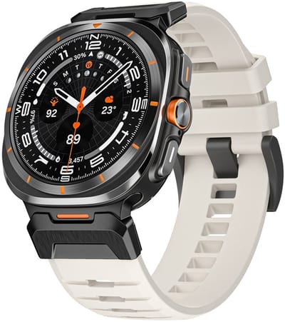 Luxe siliconen bandje - geschikt voor Samsung Galaxy Watch Ultra / Ultra 2025 47mm - premium fmk bandje met gesp - starlight