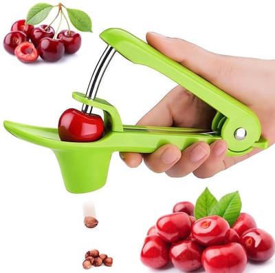 Allecto - Kersenontpitter - Kersenpit verwijderen - Ruimtebesparend ontwerp - Groen - Olijfontpitter - Ideaal voor fruitliefhebbers - Handig in de ...