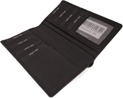 Oi zwarte leren creditcardhouder voor veel pasjes / pasjes mapje groot, hoog, smal model / smalle portefeuille voor veel kaartjes / RFID safe / zwart leer / 589