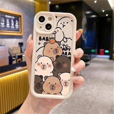 Schattige Capybara Siliconen Telefoonhoesje Voor iPhone 11 12 13 14 15 16 17 Pro Max X XS XR 7 8 Plus 16E Schokbestendige Bumper Zachte Cover iPhone Air