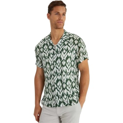 Threadbare Geometrisch shirt met korte mouwen voor heren (Dennengroen)