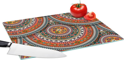 Glazen Snijplank - 39x28 - Cirkels - Azteken - Patronen - Zuid-Amerika - Snijplanken Glas