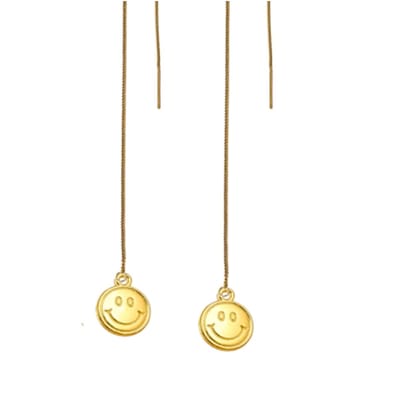 Doortrek oorbellen - 14K goud plating -Smiley- Charme Bijoux