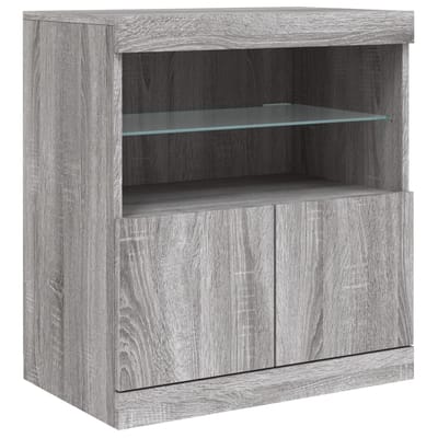 vidaXL - Dressoir - met - LED-verlichting - 60x37x67 - cm - grijs - sonoma - eiken