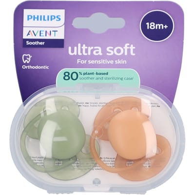 Philips Avent Ultra Soft – Superzachte siliconen fopspeen (18mnd+) – Voor gevoelige huid – 2 stuks - SCF093/05