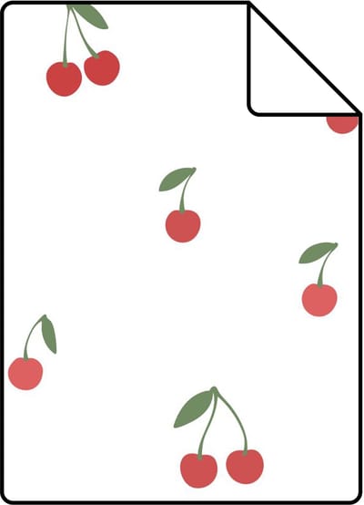 Proefstaal ESTAhome behang kersen wit en rood - 26.5 x 21 cm - 131652-S