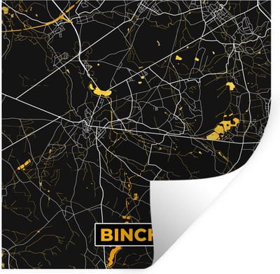 Muurstickers - Sticker Folie - Plattegrond - Goud - Binche - Kaart - Stadskaart - 100x100 cm - Plakfolie - Muurstickers Kinderkamer - Zelfklevend Behang XXL - Zelfklevend behangpapier - Stickerfolie