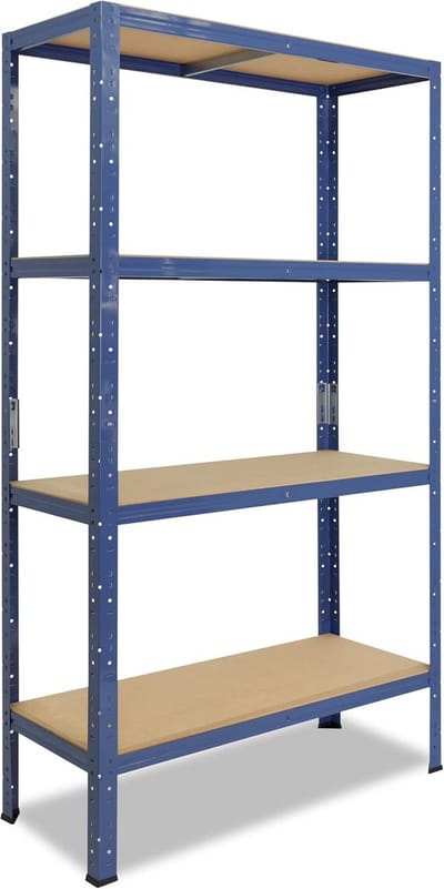Metalen stellingkast 180x23x40 cm Blauw met 4 Legborden en 175 kg Draagvermogen