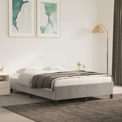 vidaXL - Bedframe - zonder - matras - 140x190 - cm - fluweel - lichtgrijs