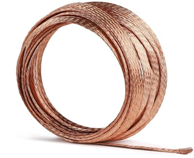 Gevlochten Koperdraad - Flexibele Kabel - Zachte Verbindingen - Platte Vorm - 6 Meter Lengte - Blank Koper