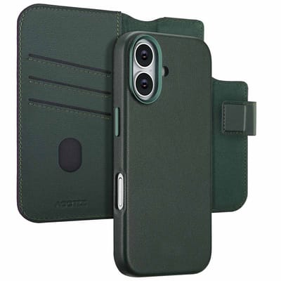 Accezz Hoesje - Geschikt voor Apple iPhone 17 - Leather Bookcase 2-in-1 geschikt voor MagSafe - Cedar Green