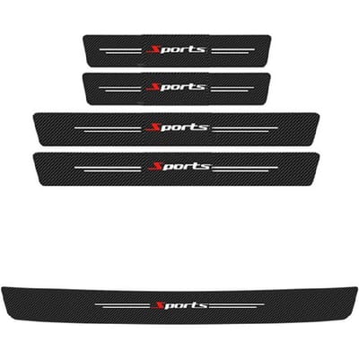 5 pièces ensemble couverture de seuil de seuil de porte de voiture et protection arrière pare-chocs protecteur anti-rayures tampons antidérapants black