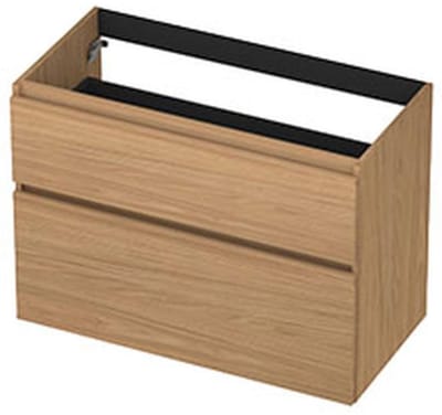 INK - Onderkast 2 Laden Greeploos met Houten Keerlijst A-symmetrisch - 900x450x650 Mm - Blank Eiken