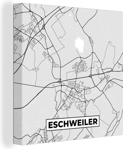 Canvas Schilderij Kaart - Eschweiler - Duitsland - Plattegrond - Stadskaart - 20x20 cm - Wanddecoratie